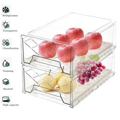 Ψυγείο Organizer Κουτί αποθήκευσης Ψυγείο Organizers Κάδοι Πλαστικό στοιβαζόμενο συρταρωτό δοχείο για ψυγείο και ντουλάπια κουζίνας