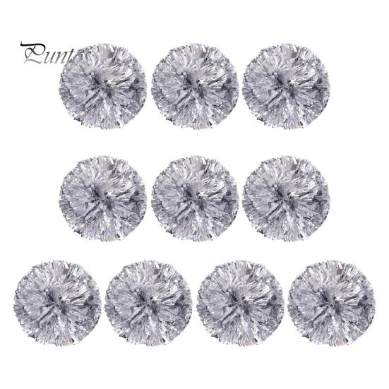 

10 шт. помпонов для чирлидеров, металлические помпоны для чирлидеров с кольцами на пальцах, реквизит для командных спортивных игр, танцевальных вечеринок серебряный