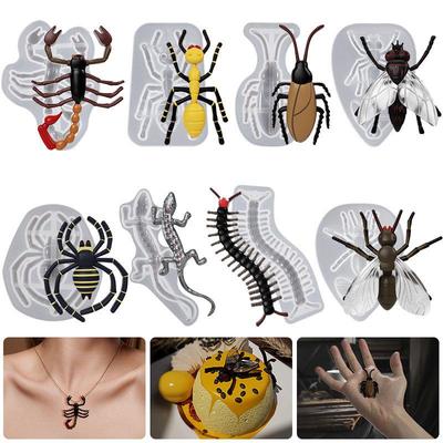 Matriță Silicon DIY Mac pentru Brelocuri cu Insecte: Șopârlă, Furnică, Păianjen, Scorpioni, Juvete, Gândac, Furnică zburătoare, Muscă