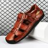 Fashion Leather Men Flats Summer New Large Size Men's Sandals Handmade Men Sandals Fashion Sandals Breathable Male Shoes Big Size 38-48