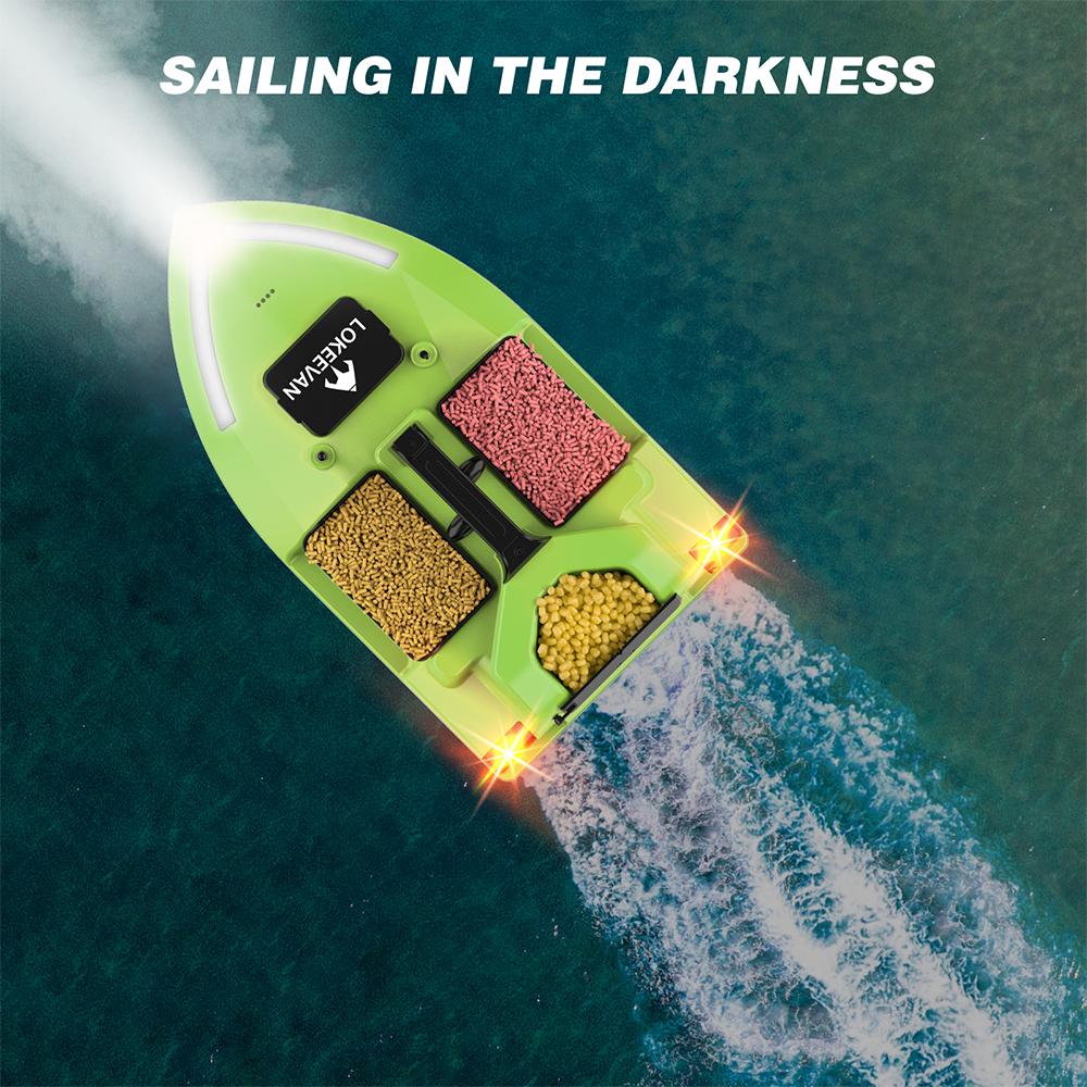 GPS Köderboot Lokeevan V020 12000mAh Akku Doppelmotor 3 Behälter 2KG Traglast 500M Fernbedienung