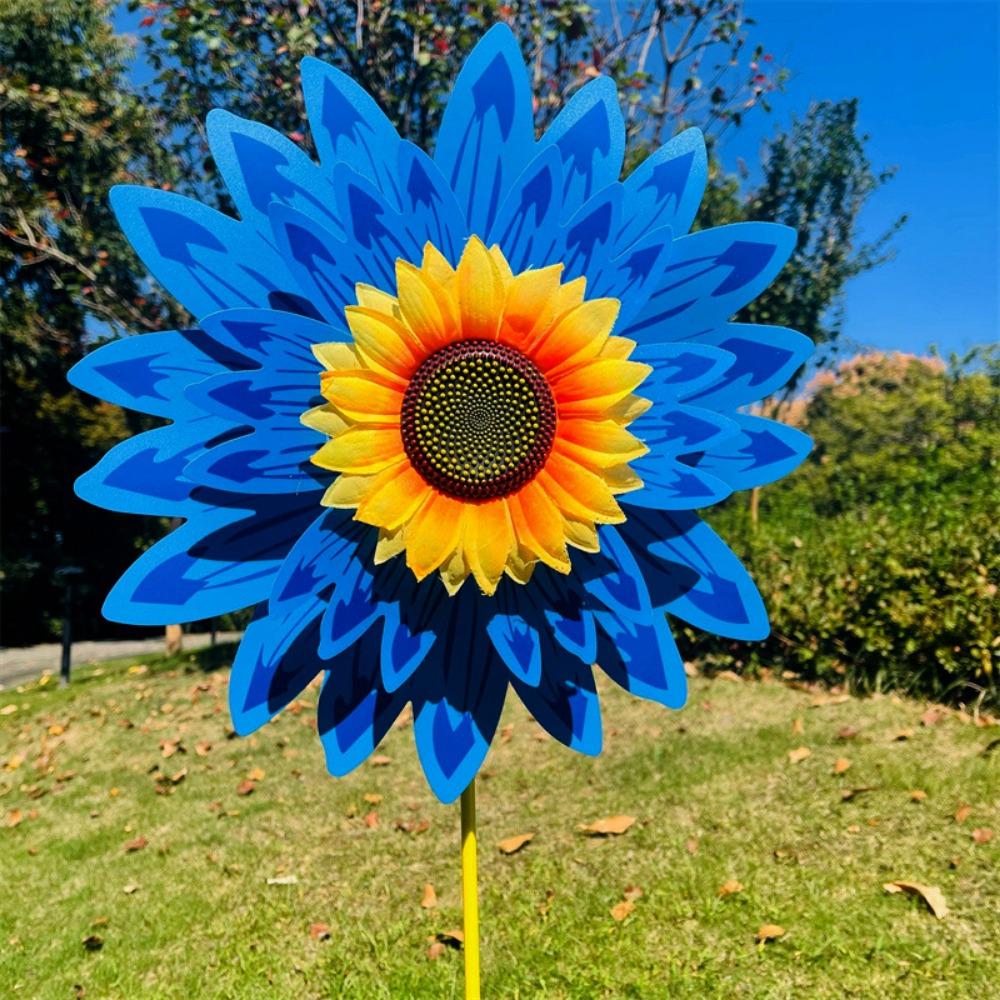 Mehrere Stile Drehende Sonnenblume PVC-Stab Stehende Rasenblume Windrad Outdoor Party Picknick Dekoration