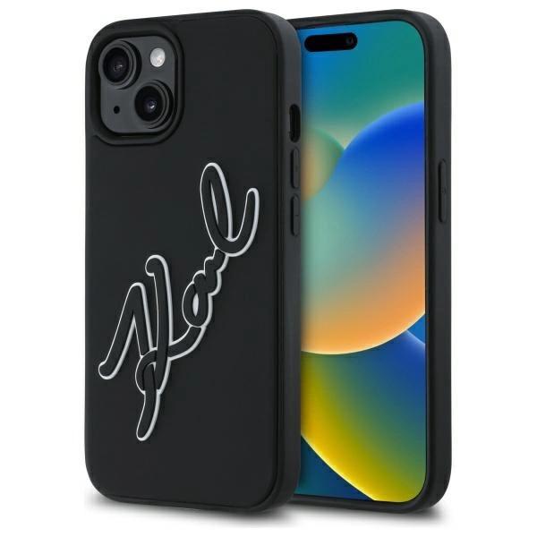 Karl Lagerfeld Klhcp15S3Drksdlk Iphone   15 6.1 Czarny/Black Hardcase 3D Rubber Signature