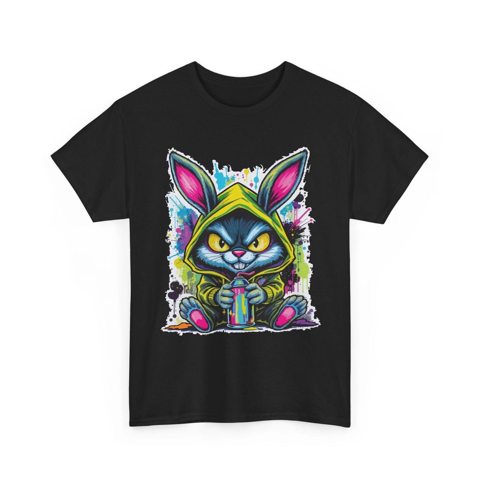 

Grumpy Bunny Graffiti T-Shirt Neon Bunny Graphic Tee M