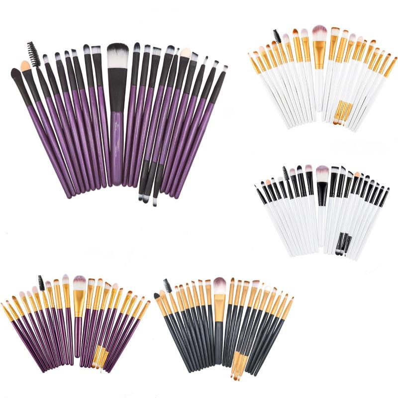 Makeup Brush Set 20pcs Synthetic Fiber Long Handle With Transparent Pouch For Daily Beauty Routine
