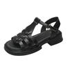 Fashion 2025 Summer Women's Comfortable Shoes Soft Exposed Toe Sandals Suit Beige Buckle Belt Retro Girl New Black Sandalias Mujer