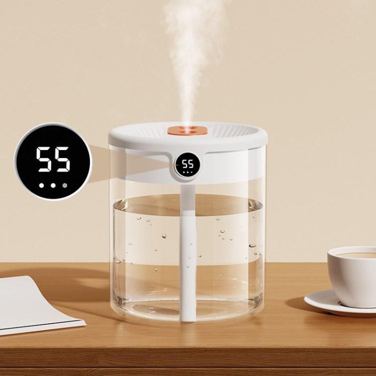 

2L Double Nozzle Air Humidifier with LCD Display Night Light Ultrasonic Quiet Home Office Humidifier White