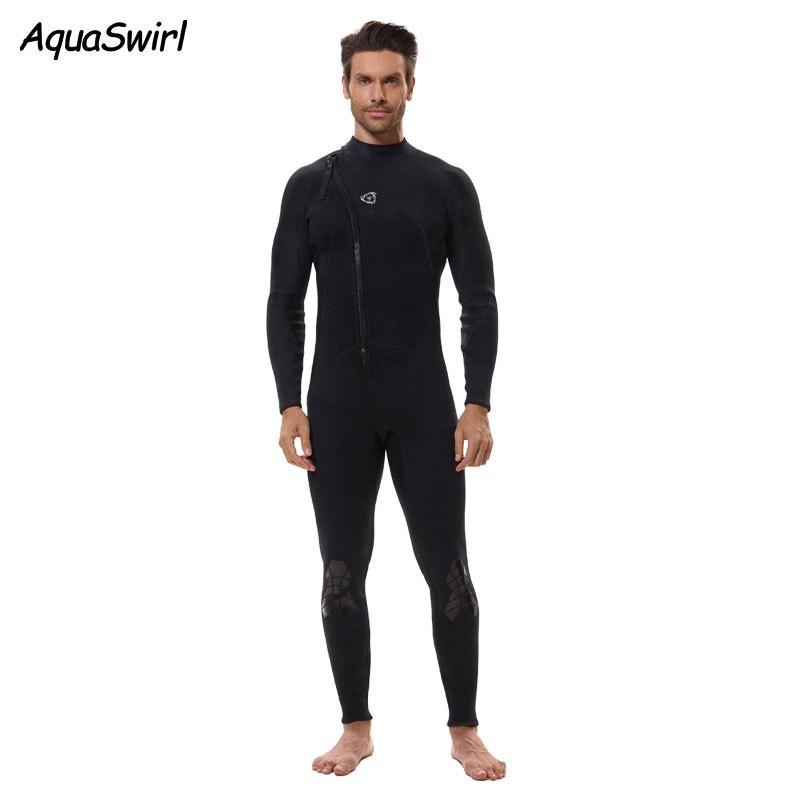 

3mm Diving Suit Men s One-piece Warm Surfing Long-sleeved Cold-proof Snorkeling Swimming Pants Cold Resistant L чёрный