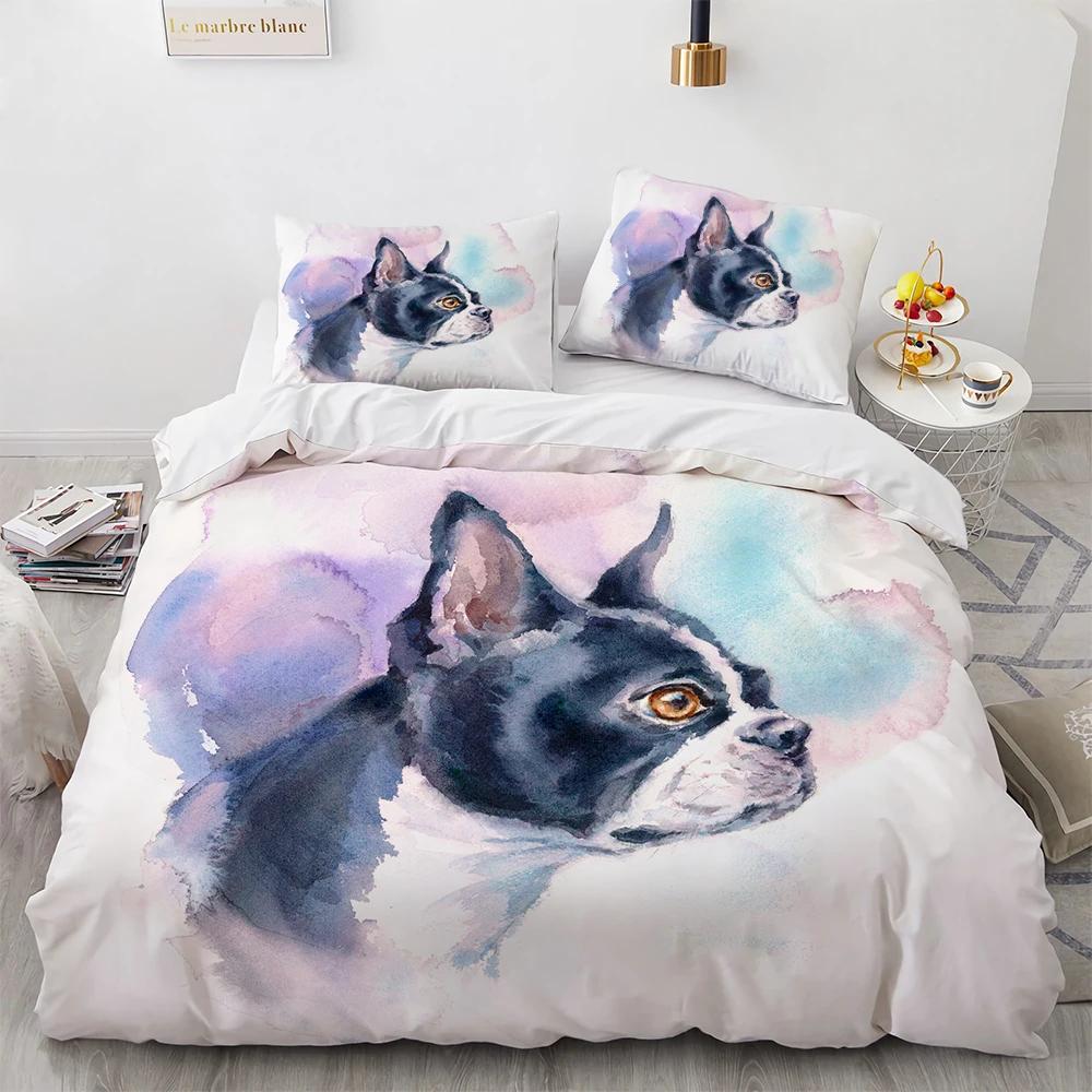 

Watercolor Dog Duvet Cover King Queen Size 3D Lovely Running Pet Puppy Bedding Set for Kids Teens Adult Labrador Comforter Cover Tool 135x200cm 2pcs