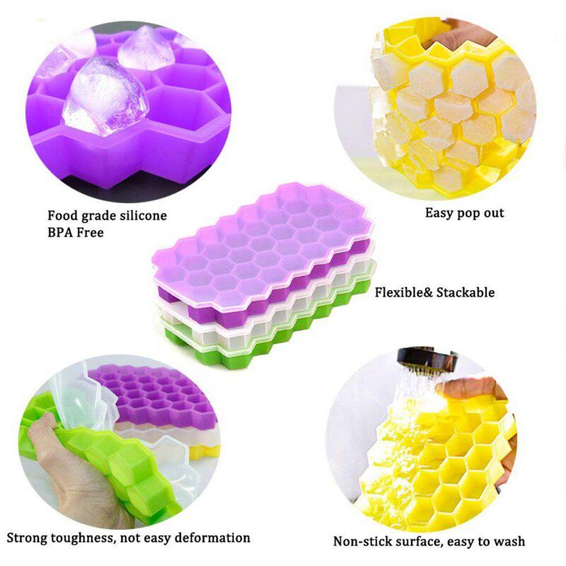 Honeycomb Ice Cube Tray 37 Cubes Silicone Ice Cube Maker Mold For Ice Cream Party Whiskey Cocktail