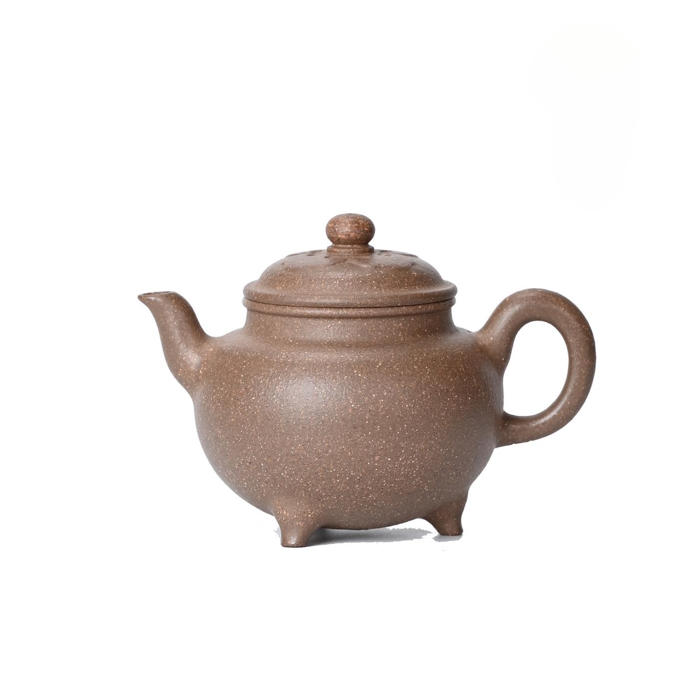 

200ml Antique Yixing Purple Clay Teapots Handmade Three-legged Pot Raw Ore Green Downhill Mud Kettle Zisha Tea Set Ornaments