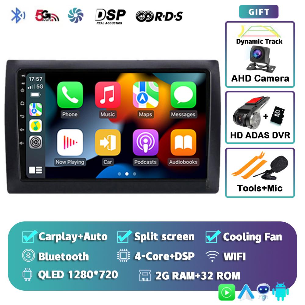 Android 14 CarPlay Auto Car Radio For Fiat Stilo 2001-2010 Multimedia Video Player GPS Navigation 4G+WIFI Stereo Audio Head Unit
