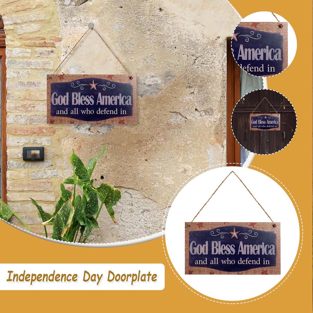 America Independence Day Door Hanger Wooden Sign Door Wall Hanging Decorations