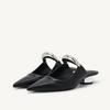 Summer Pointed Toe Women Slippers High Quality Shallow Mouth Women Leisure Mid Heel Sandals Metal Baotou Sandals Sandalias Mujer