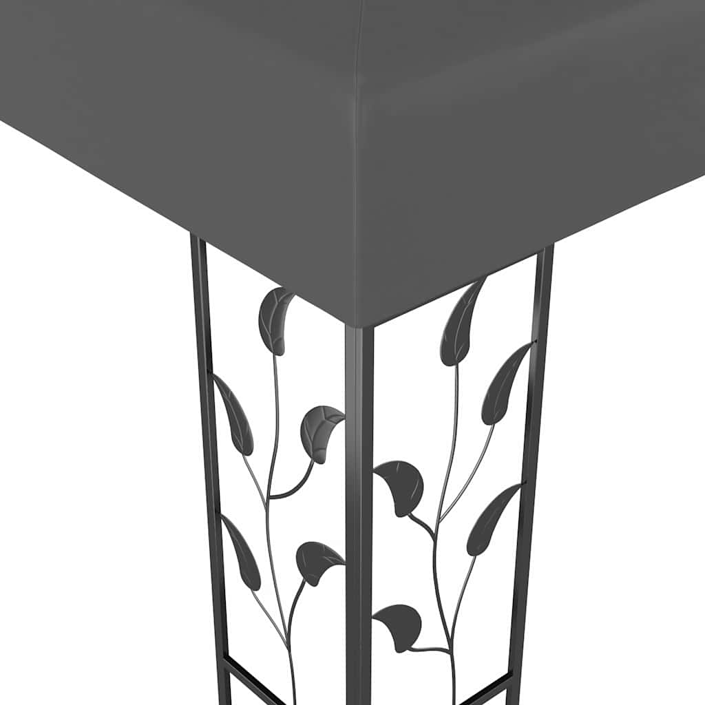 vidaXL Pavillon mit Doppeldach & LED-Lichterkette 3x4 m Anthrazit