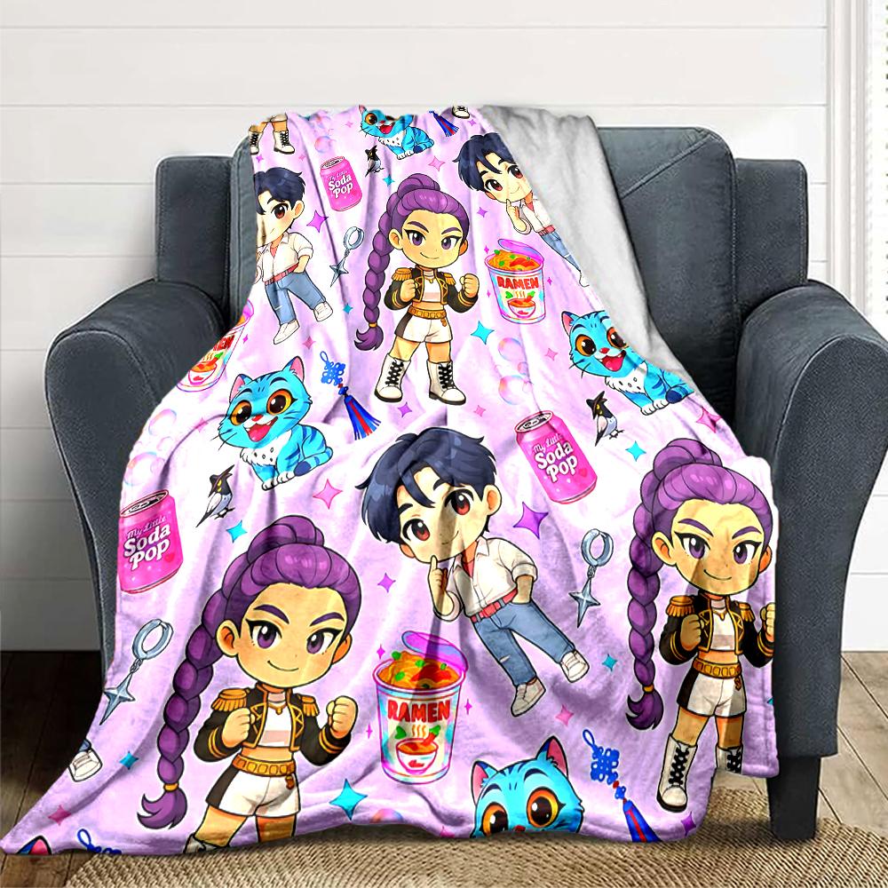 Kawaii Characters Snacks Blanket Soft Throw Blanket For Home Bedroom Bed Sofa Travel Office Solid Christmas Blanket