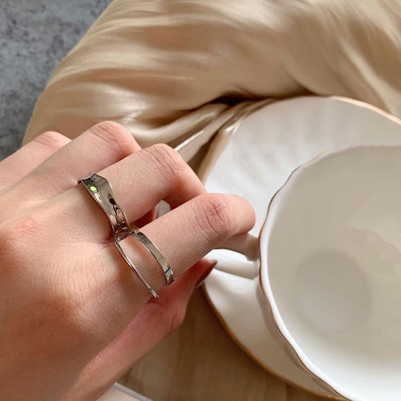 Korean-Style Retro 3D Adjustable Ring for Women - Trendy Irregular Design, Internet Celebrity Favorite