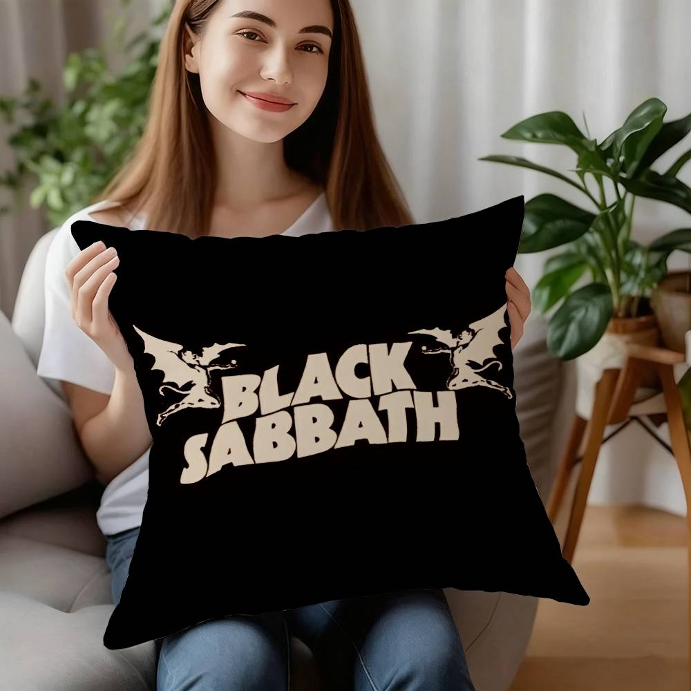 B-Black S-Sabbath Kapela Povlak na polštář Dekorativní na pohovku Domácí Oboustranný tisk Krátký plyšový Polštář Povlak na polštář Sváteční dárek