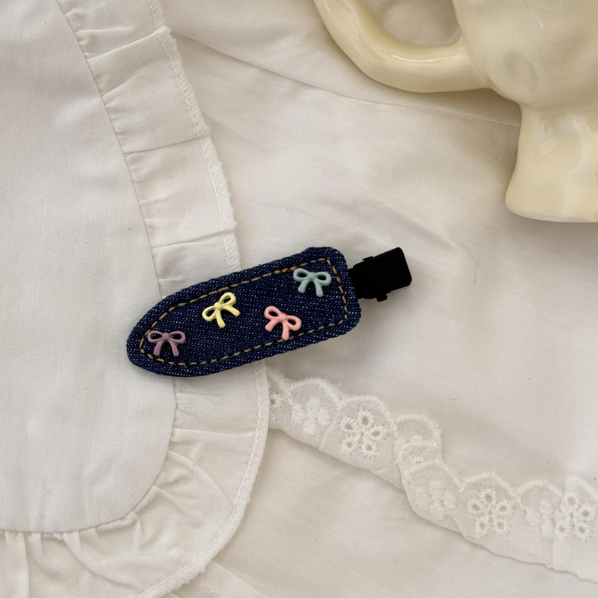 

Korea s new summer sweet and cute colorful bow cowboy water droplets without trace hair bang clip headdress hair accessories NEW