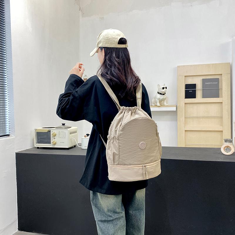 Drawstring Backpack with Dual Zipper Compartment Lightweight Casual Bag Unisex Gym Travel School Backpack