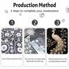 This pearl painting kit features 5D elegant peacock pearls mosaic art style for home wall decoration.