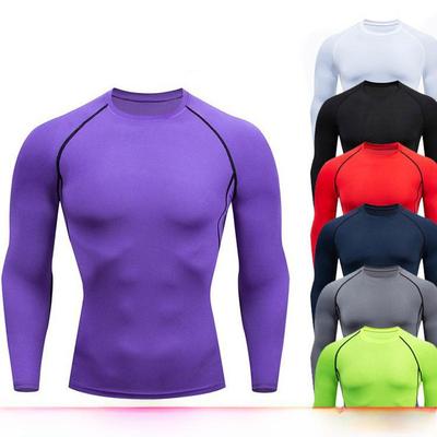 2024 Men's Long-Sleeve Athletic Base Layer: High Elasticity, Quick-Dry, Breathable Tights for Running, Basketball, and Training