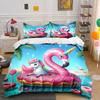 Einhorn Pool-Schwimmring Sommer-Set Exquisites Dreiteiliges Bettwäsche-Set Geschenk für Kinder und Erwachsene