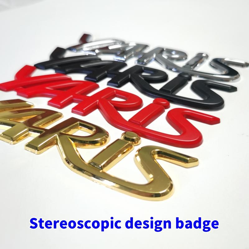 BAWI7 3D Metal Yaris Logo Emblem Badge Matte black Chrome Plated Trunk Letter Sticker For Toyota Yaris Car Exterior Decor Accessories