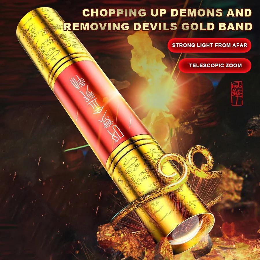 Portable LED Flashlight Monkey King Carving dragon golden Cudgel Stick Torch Flashlight Outdoor Emergency Light Create design