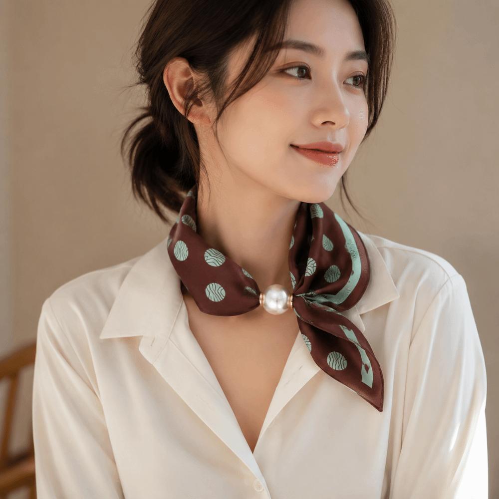 Printed Neck Scarf Breathable Magnetic Snap Scarf New Silk Scarf for Neck Wrap