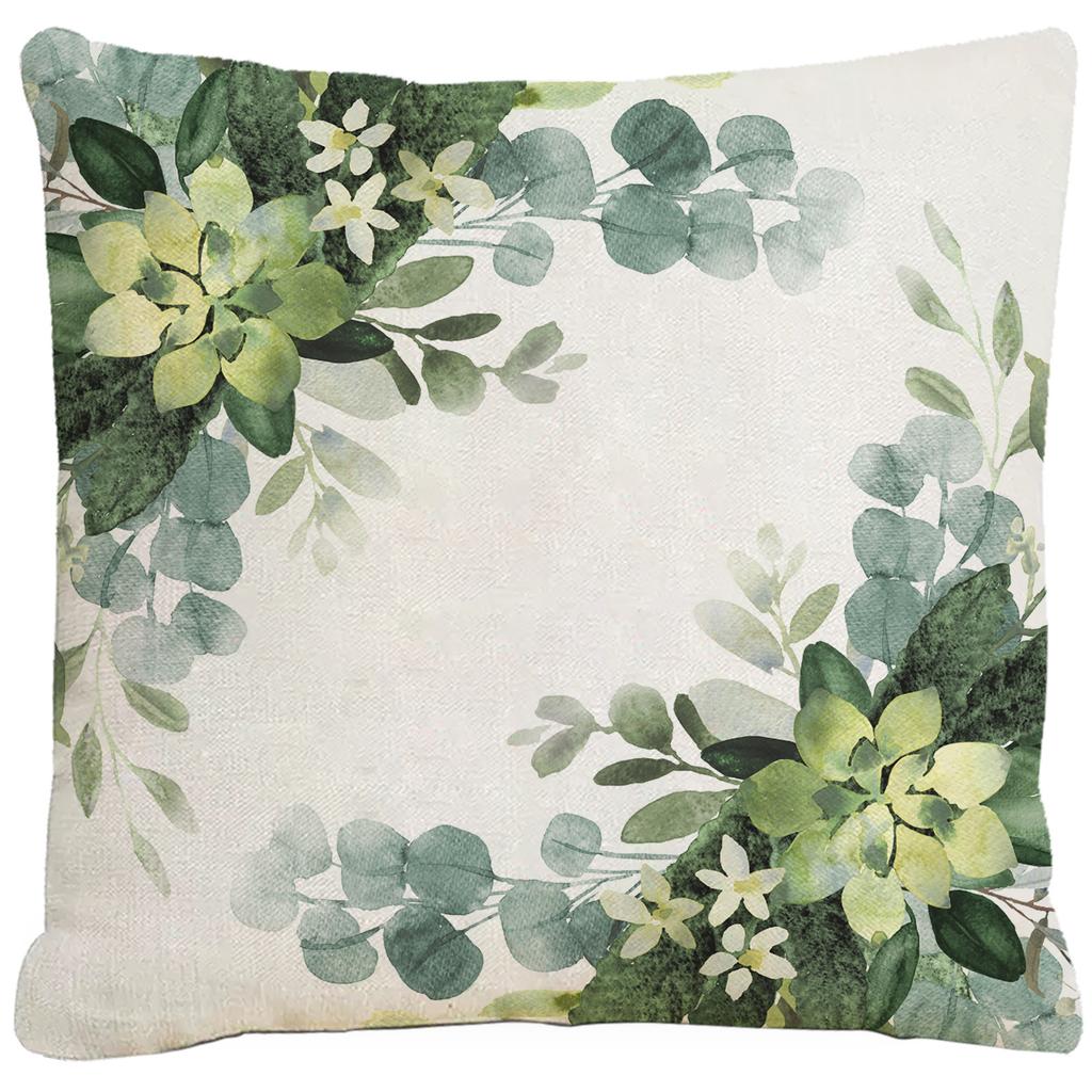 Spring Green Floral Print Pillowcase Home Sofa Cushion Pillowcase