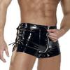 YSMARKET PU Faux Leather Lingerie Sexy Tight Mens Underwear Briefs/Zipper Open Crotch Boxers/Drawstring Hotpants E6739
