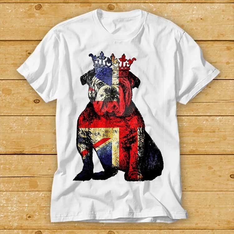 Bulldog British T Shirt Dog Union Jack Flag England Crown Queen Jubilee 2244 S