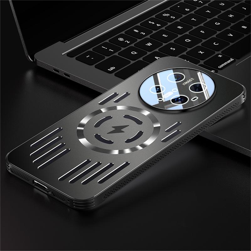 Hard Metal Heat Dissipation Magnetic Wireless Charging Cover For Huawei Mate 70 60 50 40 Pro Cool Protective Back Case