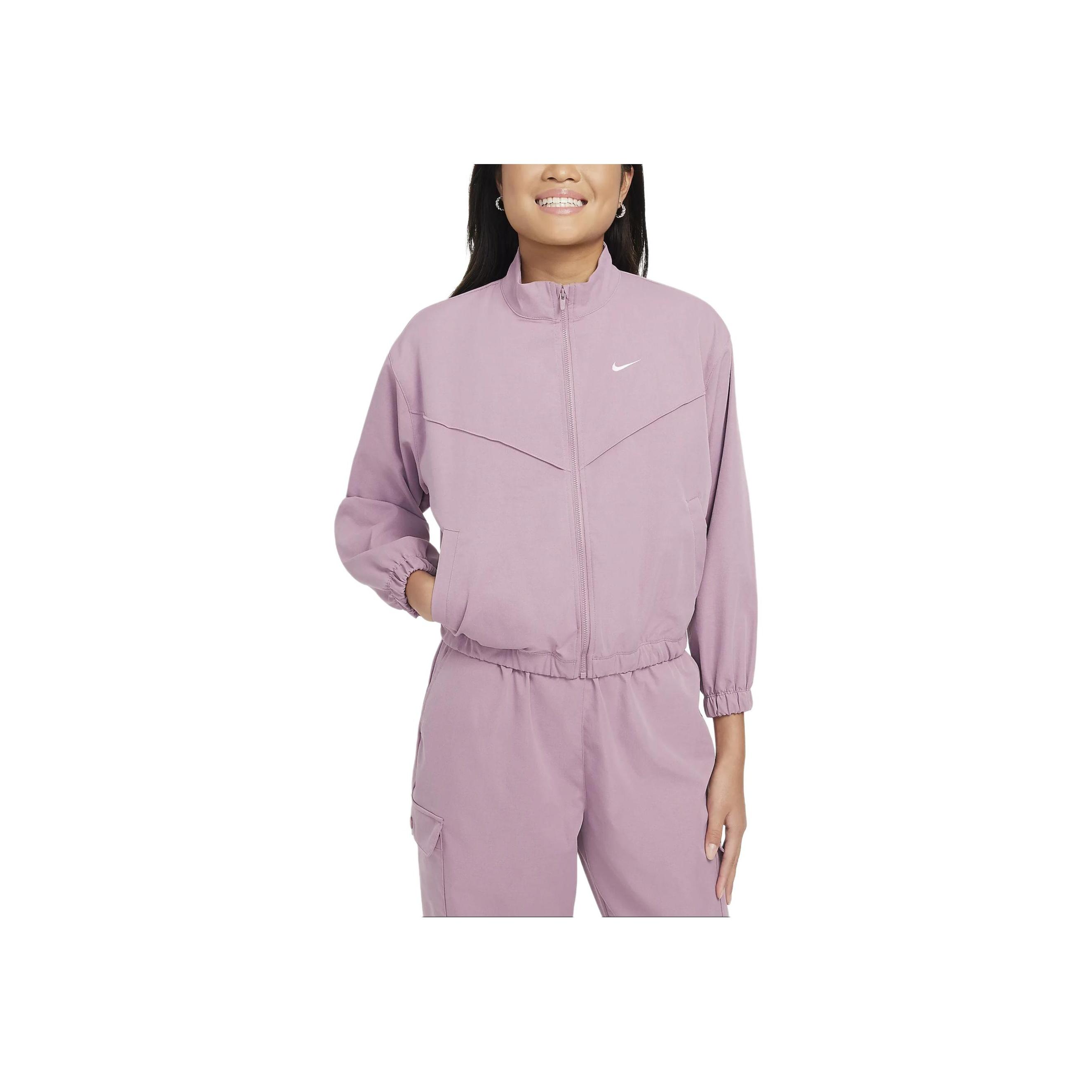 

Куртка Nike Sportswear с логотипом, стойкой, свободного кроя, на молнии, детская, пурпурная, белая, FZ5557523 XS