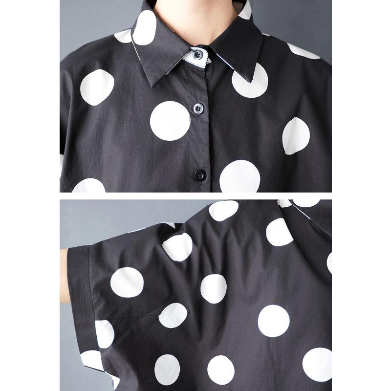 Dimanaf 2025 Plus Size Νέα Καλοκαιρινή Μπλούζα με Μανίκια Batwing Casual Γυναικεία Ριχτά Μπλούζες Πουκάμισα Polka Dot
