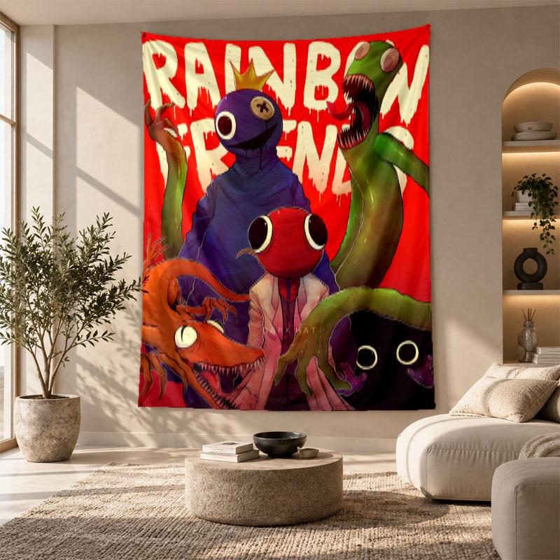 Decorative Tapestry,Rainbow Friends Printed Wall Art, Lightweight Wall Hanging For Bedroom Background