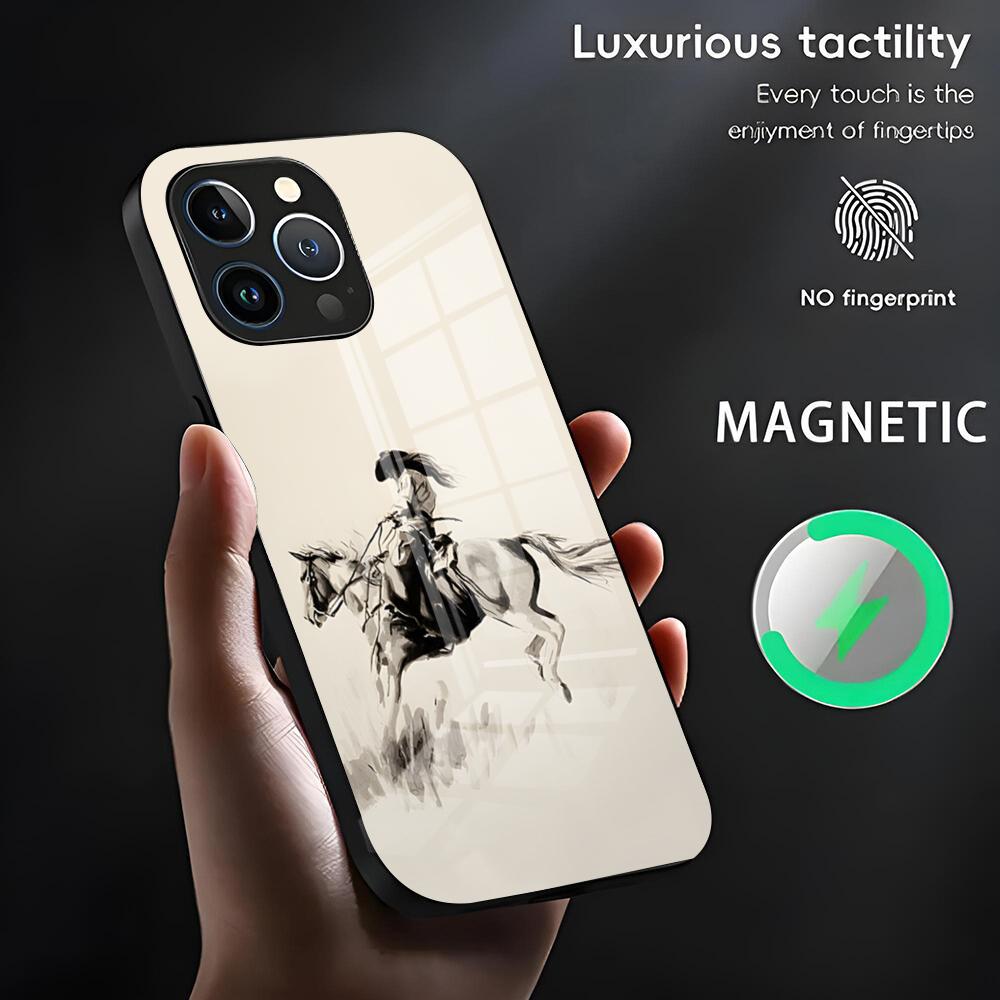 Cool Girl Riding A Horse Phone Case For Iphone 17 16 15 14 13 11 12 Pro Max Mini Plus Magnetic Glass Phone Cover