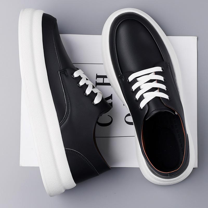 Fashion Men's Breathable Lace-Up Walking Shoes Lightweight Outdoor Sneakers Non-Slip Comfortable Casual Sports Shoes Thick Bottom Flats