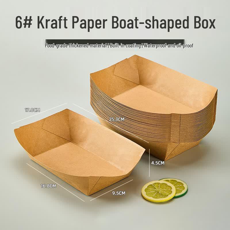 Thickened Laminated Kraft Paper Food Boat Boxes