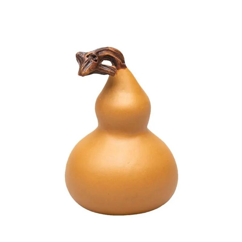 Chinese Yixing Purple Clay Tea Pet Creative Handmade Gourd Statue Ornaments Desktop Decors Tea Figurine Craft Tea Set Decoration