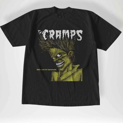Vintage The Cramps Bad Music T-Shirt Band Graphic Tee Unisex S-5XL