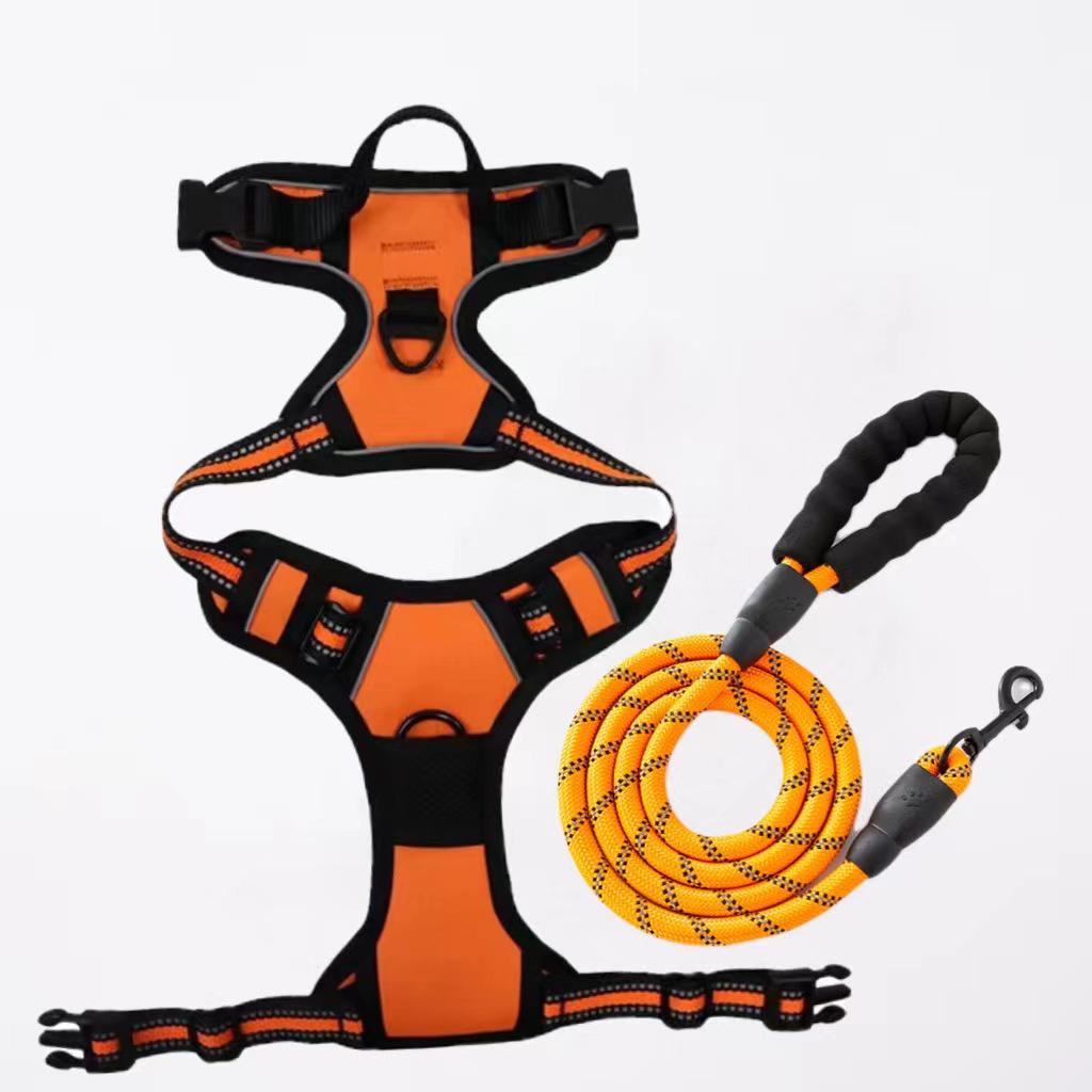 Reflective Nylon Dog Harness and Leash for Large Breeds