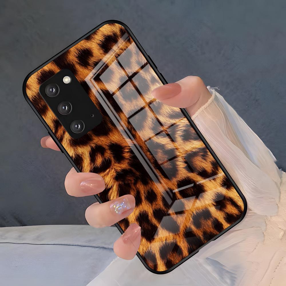 Luxurious Leopard Print Phone Case For Samsung S26 S25 Plus S20 S20 Plus S22 Ultra S23 FE S21 Plus S21 Ultra Glass Cover