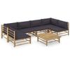 VidaXL Garden Lounge Set 7 Pcs with Dark Grey Cushions Bamboo.