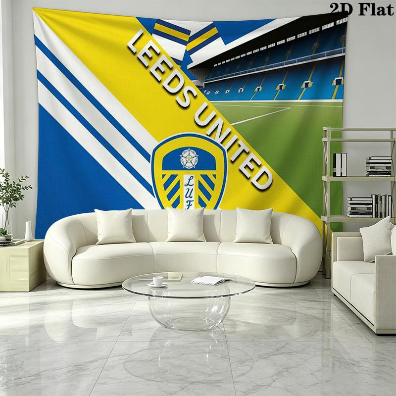 Leeds United Logo Wall Tapestry Aesthetic Wall Hanging Printed Fabric Blanket Decorative Tapestries for Bedroom Living Room Home Decor
