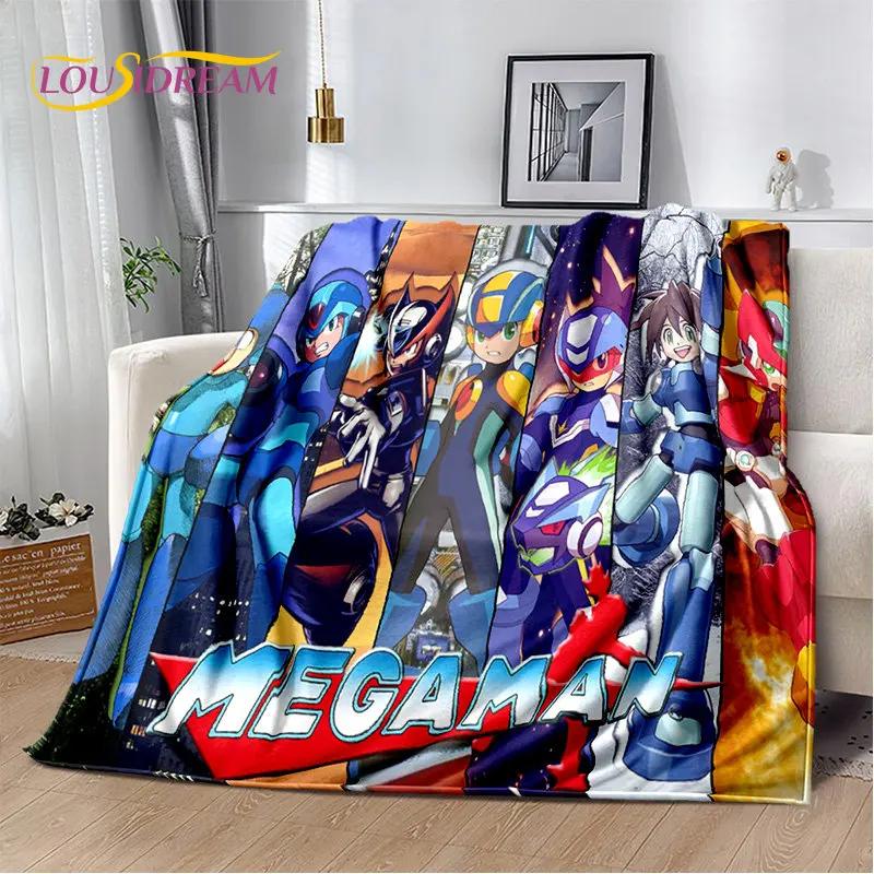 Rockman Megaman Game Cartoon Soft Plush Blanket,Flannel Blanket Throw Blanket for Living Room Bedroom Bed Sofa Picnic Cover Kids