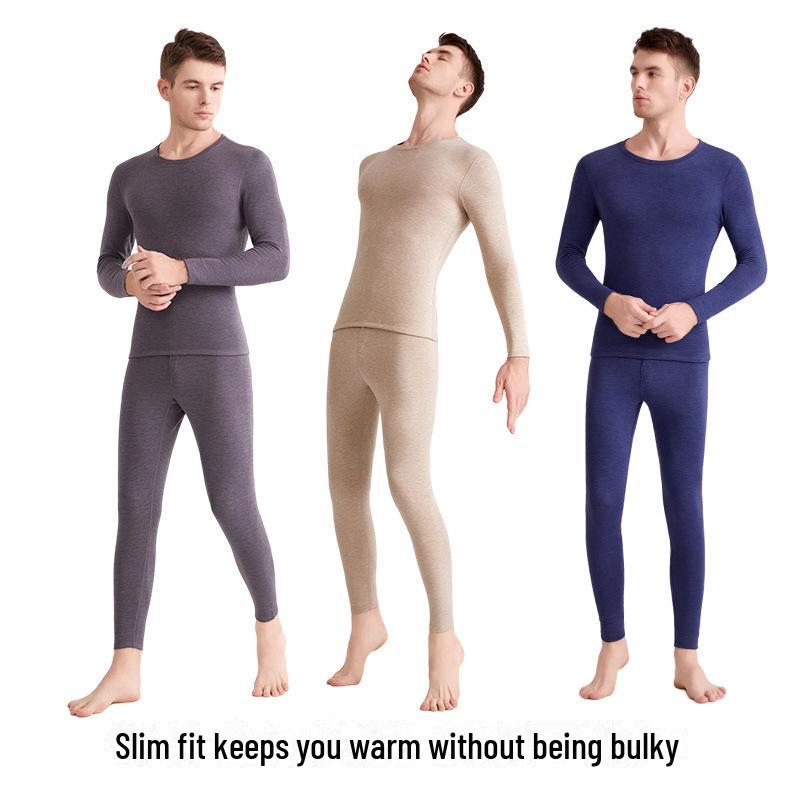 7A Antibacterial Men's Plush Cashmere Silk Thermal Underwear Suit - Autumn Collection