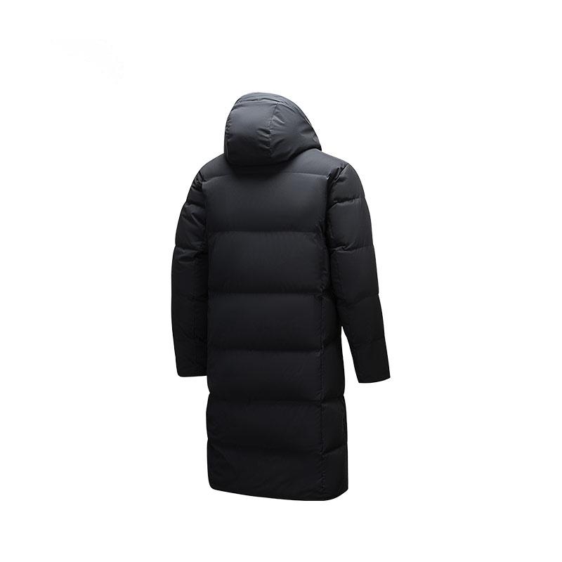 Anta Comfortable Casual Simple Hooded Zipper Windproof Waterproof Warm Long Down Jacket Men Outerwear Basic-Black 152517902-2