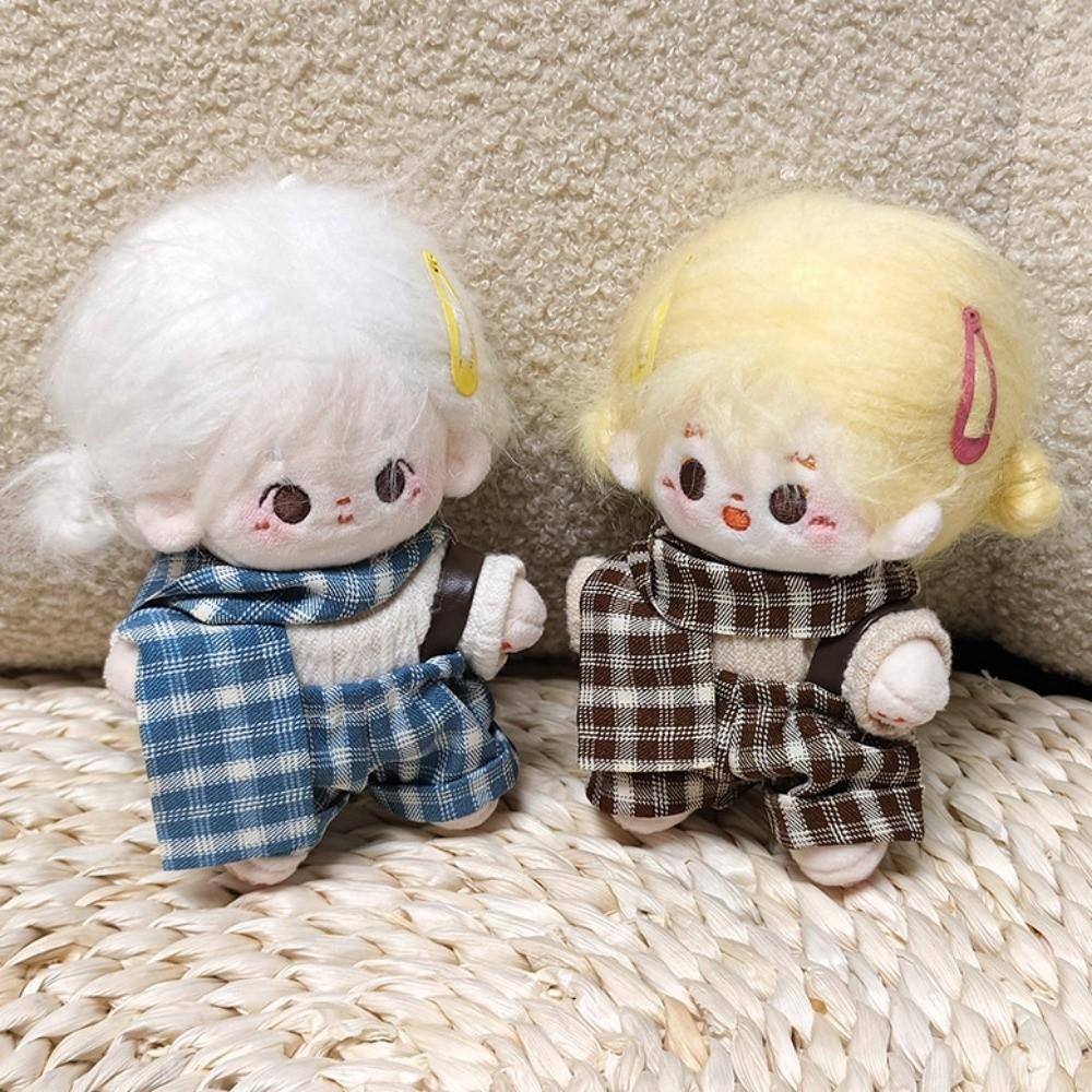 1 Set Plaid Overall Doll Clothes Outfit Uniform Doll Dress Up Set  10cm Cotton Doll